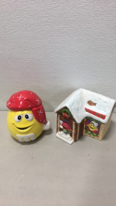 (2) Christmas M&M&rsquo;S Ceramic Cookie/Candy Jars