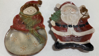 Snowman and Santa Decorative Plates