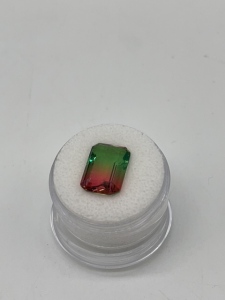 6.10 ct Bicolor Tourmaline Emerald Cut Gemstone