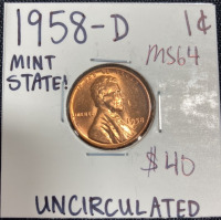 (2) 1958-D MS64 Lincoln Pennies - 4