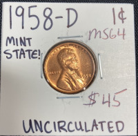 (2) 1958-D MS64 Lincoln Pennies - 4