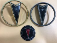 (5) Vintage Original Hood Emblems & Letters Including (1) Oldsmobile (3) Pontiac (1) BMW & Letters D-G-E-T-I - 2