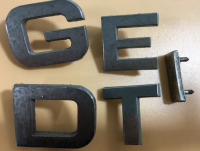 (5) Vintage Original Hood Emblems & Letters Including (1) Oldsmobile (3) Pontiac (1) BMW & Letters D-G-E-T-I - 3