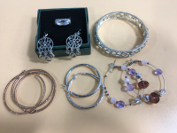 Assorted Costume Jewelry (4) Pairs Earrings (1) Ring (1) Bracelet