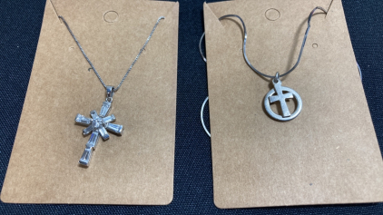 (2) 925 Cross Pendant Necklaces