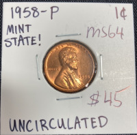 (3) 1958-P MS64 Lincoln Pennies - 2