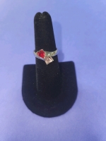 (4) Silver Rings With Red Stones - 3