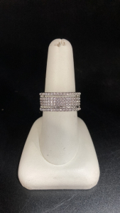 Silver Tone Faceted Ring Size 8.5