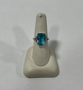 Aqua Blue Silver Ring