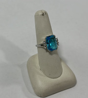 Aqua Blue Silver Ring - 2