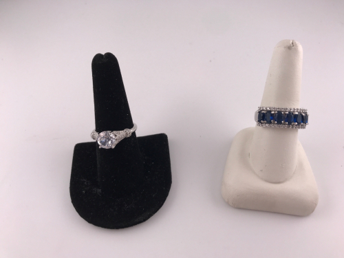 (1) Size 9 Oval Blue Sapphire.925 Ring (1) Size 9 Round Cut Faceted Aquamarine .925 Ring