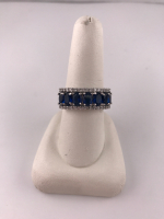 (1) Size 9 Oval Blue Sapphire.925 Ring (1) Size 9 Round Cut Faceted Aquamarine .925 Ring - 4