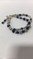 (1) Blue Beaded w/ Butterfly Costume Fashion Choker Necklace (1) Silver and Blue Beaded Costume Fashion Bracelet w/ Clasp (1) Silver Beaded Costume Fashion Bracelet w/ Clasp (1) Silver Bracelet - 7
