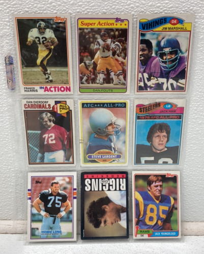 (9) 1977-1989 Hall Of Famer NFL Cards Such As Howie Long, Jack Ham, Steve Largent, Jack Youngblood And More