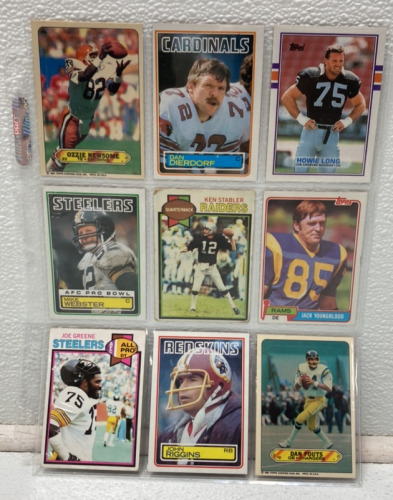 (9) 1979-1989 Hall Of Famer NFL Cards Such As Dan Foutis, John Riggins, Joe Greene, Ken Stabler And More