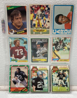 (9) 1971-1986 Hall Of Famer NFL Cards Such As Mike Haynes, Fred Biletnikoff, James Lofton And More
