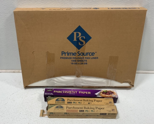 (2) “IF YOU CARE” PARCHMENT BAKING BAKING PAPER ROLLS, (1) SIGNATURE SELECT NON-STICK PARCHMENT PAPER, (1) PRIME SOURCE PREMIUM RELEASE PAN LINER 1000 SHEETS (16-3/8 X 24-3/8)