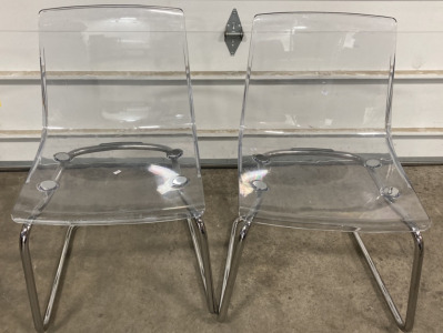 (2) Modern Clear Acrylic Dining Chairs