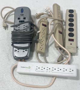 POWER SENTRY 10 OUTLET POWER STRIP, TRICKLE STAR SEVEN OUTLET POWER STRIP, SIX OUTLET FULL SURGE PROTECTOR, TWO SIX OUTLET ELECTRICORD POWER STRIPS