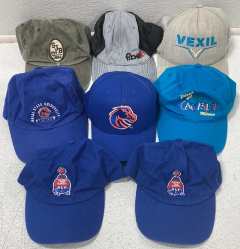 EIGHT HATS INCLUDING TWO BSU HATS, SJB HAT, TWO COVER THE EARTH HATS, CARMEN MEXICO HAT, VEXIL HAT AND FIBER ON HAT