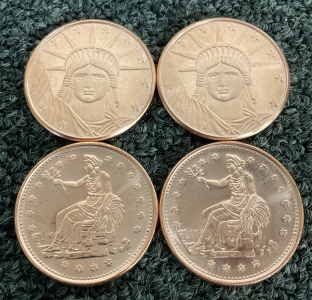 (4) ONE OUNCES .999% FINE COPPER ROUNDS&mdash; UNVERIFIED