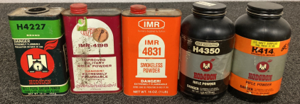 (5) PARTIAL CONTAINERS OF MIXED RIFLE POWDERS