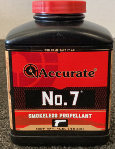 1 LB. CONTAINER ACCCURATE NO. 7 SMOKELESS PROPELLANT