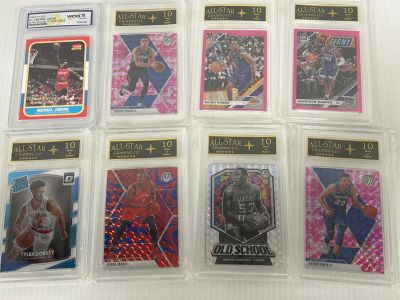 UNAUTHENTICATED NBA COLLECTOR CARDS IN PROTECTIVE HARD CASES (8)