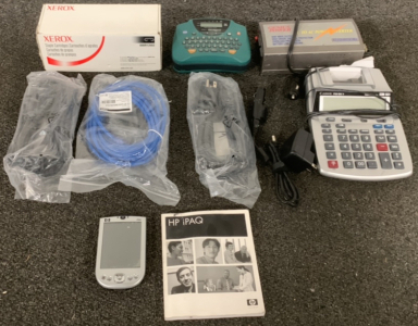 CANNON CALCULATOR AND RECEIPT MAKER, XEROX STAPLE CARTRIDGES, BROTHER LABEL MAKER, GENIUS POWER DC TO AC POWER INVERTER, AND MORE