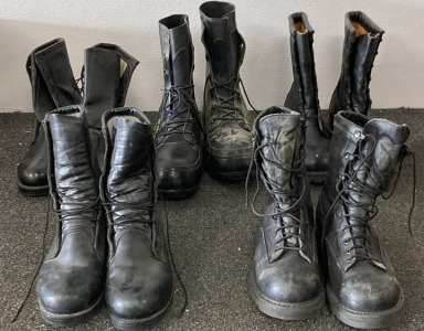 SIX PAIRS OF MILITARY COMBAT BOOTS VARIOUS SIZES