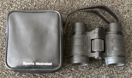 ONE SPORTS ILLUSTRATED PAIR OF BINOCULARS, ONE PLAIN BLACK PAIR OF BINOCULARS