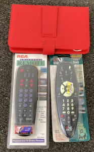 TWO UNIVERSAL REMOTES, KEYBOARD CASE FOR TABLET