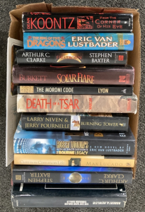 12 NOVELS INCLUDING TIMES EYE, CURE FOR THE COMMON LIFE, SOLAR FLARE, BURNING TOWER AND MORE