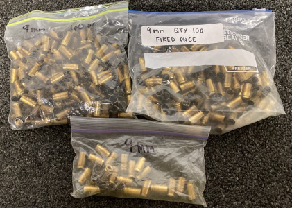 (200+) CT. 9MM SPENT SHELLCASES