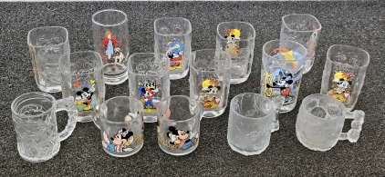 6-8oz COLLECTOR GLASSES: DISNEY, 1982 ANNIE, BATMAN, FLINTSTONES