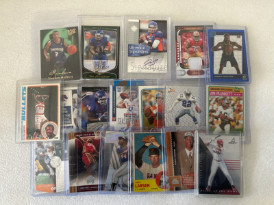 (18) SPORTS CARDS: ISAIAH JACKSON, IAN JOHNSON, DON LARSEN, LEBRON JAMES, RYAN CLADY AND MANY MORE