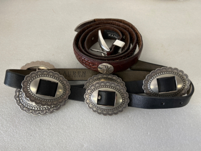 (2) BELTS WITH CONCHOS