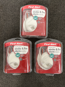 (3) NEW FIRST ALERT LONG LIFE BATTERY SMOKE AND FIRE ALARMS