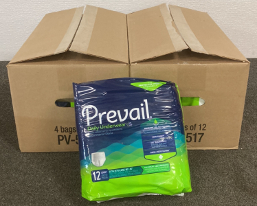 2 NEW CASES OF PREVAIL DAILY UNDERWEAR - SIZE XXL