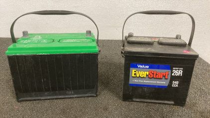 2 AUTOMOTIVE BATTERIES, 26R AND UNKNOWN SIZE