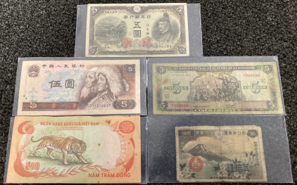 (5) PIECES FOREIGN CURRENCY