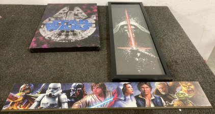 STAR WARS WALL-HANGING ART - 16”X24”, 35”X6”, &12”X36”