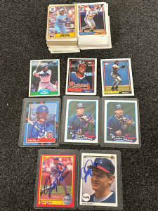 VINTAGE MLB COLLECTORS TRADING CARDS INCLUDING DION SANDERS, BARRY BONDS, JIM RICE JODY DAVIS (5 UNAUTHENTICATED AUTOGRAPHED IN SLEEVES) AND MANY MORE