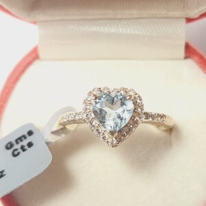 Silver Blue Topaz CZ Ring