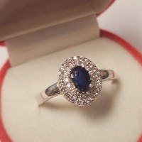 Silver Sapphire And Cz Ring - 2