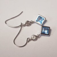 10K Blue Topaz And Moonstone Earrings - 2