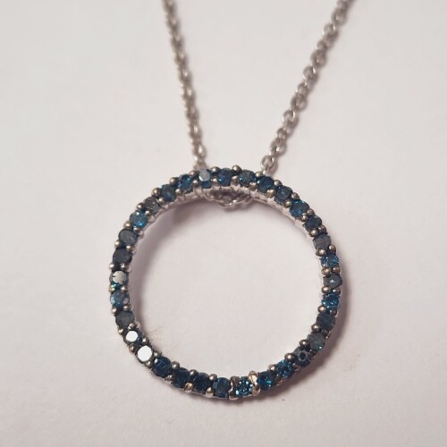 Silver Blue Diamond 0.4Ct 18" Necklace