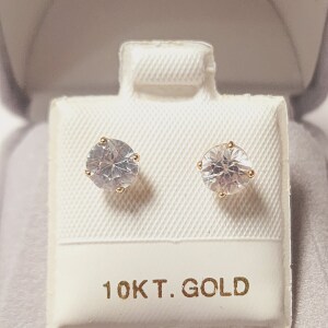 10K White Zircon And Pearl Earrings