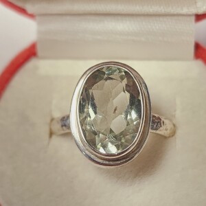 Silver Green Amethyst Ring