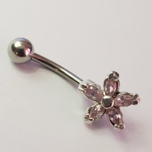 Silver CZ Belly Button